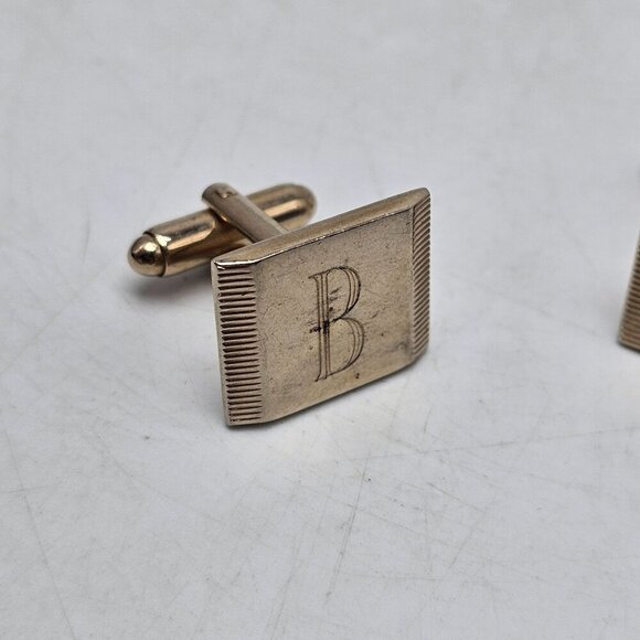 Vintage Gold Tone Monogram "B" Cufflinks For Men Mid Century - Picture 2 of 5
